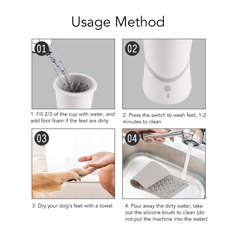 Automatic Dog Paw Washer Rechargeable Soft Bristles Adjustable Electric Dog