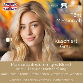 Cream Blonde Hair Dye with Plex Hair Care Conditioner, Permanent Hair Colour with a Natural, Cream Colour, Vegan Hair Dye, Cruelty Free, Smart Beauty Hair Colour