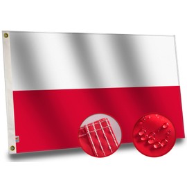 Double Sided Premium Poland Flag 3x5 Ft, Longest Lasting Nylon 210D | Quadruple Stitched Fly Ends| Polish National Flags 90x150cm House Decoration Banner