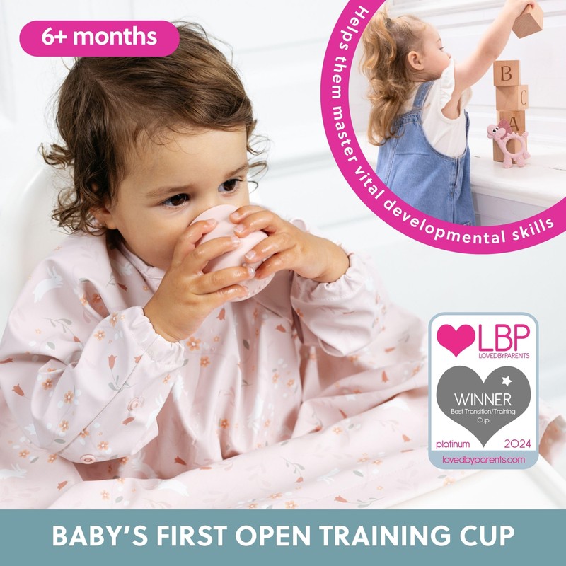 BIBaDO - Sippit Silicone Baby Cup, Blush (2-Pack) - Open