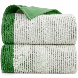 Cleanbear Shower Towel Soft Bath Towels for Bathroom, 2 Cotton Fluffy Towels (520 GSM), 54 x 28 Inches, Green