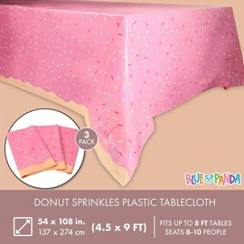 Donuts Birthday Party Table Covers (Pink, 54 x 108 in, 3 Pack)