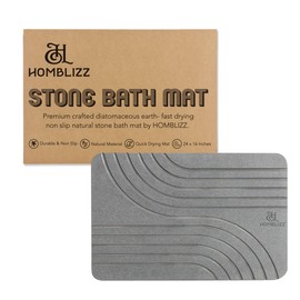 Homblizz Bath Stone Mat Non-Slip Stone Shower Mat -Quick Dry Stone Bath Mats for Bathroom - Modern Design Bathroom Decor, Shower Mat Easy to Clean 24 x 16 Inches (Dark Gray)