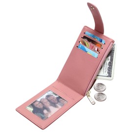 GEEADNB RFID Card Holder Wallet for Women Slim Wallets Bifold Multi Card Holder Ladies Slim Wallet Zipper Coin Purse, Fairytale Pink, Classic