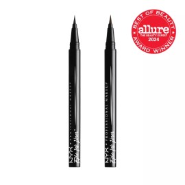 NYX Professional Makeup AMY'S DIARY Waterproof Black Liquid Eyeliner Pen - Long Lasting & Smudge Proof