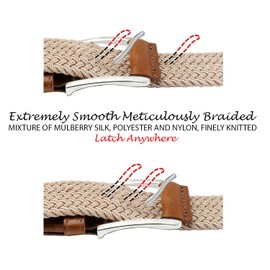 Woodland Leathers Elastic Braided Belt, Unisex Men Women Casual Stretch Woven Belt (Beige, Large-XLarge)