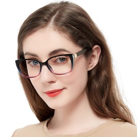 OCCI CHIARI Wide Reading Glasses Women Retro Square Reader 1.0 1.5 2.0 2.5 3.0 3.5 4.0 5.0 6.0(125+ Blue/Purple)
