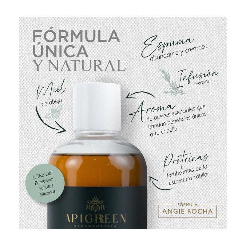 Shampoo Anticaída 100% Natural para Crecimiento Acelerado del Cabello con