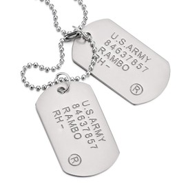 COOLSTEELANDBEYOND - Collar clásico con colgante de etiqueta de perro militar para hombre con cad...