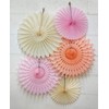 5-Piece Tissue Paper Fans, Pink Peach Blush