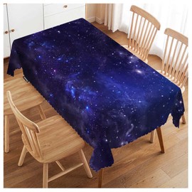 Swono Tablecloth Galaxy Universe, Starry Night Sky Stars Outer Space Table Cloth for Kitchen Dining Tabletop Decoration Parties Weddings, 52 X 70 Inch Rectangle Tablecloth