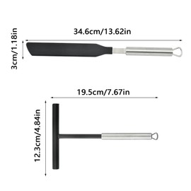 2 Pcs Crepe Spreader and Spatula Set, T-Shaped Crepe Spreader for Baking, Black Crepe Spatula for Pancakes, Crepes, Stainless Steel Crepe Tools for Kitchen, Bakery, Pancake Stand