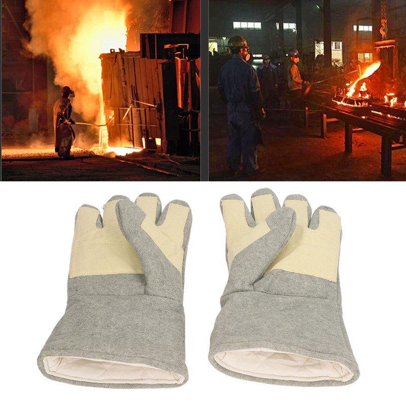1 Pair Heat Resistant Gloves Separate Fingers Hot Proof Mitts