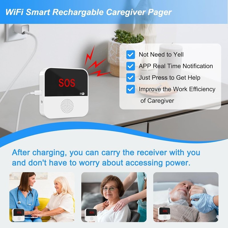 WiFi Caregiver Call Button System Smart App Alert Emergency Call