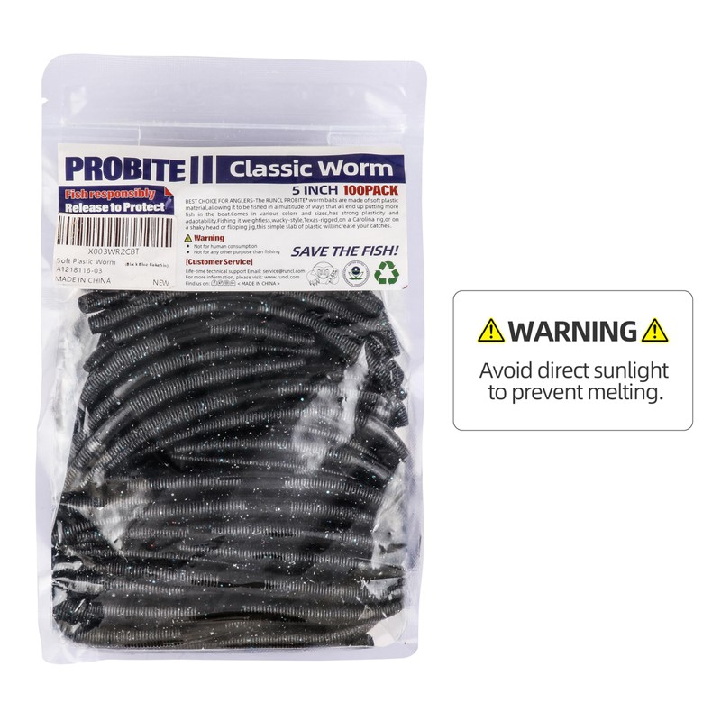 Soft Fishing Worm 100PCS, 3/4/5/6" Mega Value Pack Senko Style