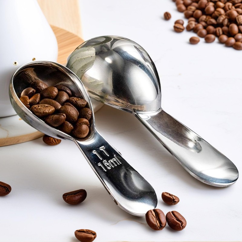 2Pcs Coffee Scoop,Silver Stainless Coffee Scoop,Measuring Spoon with Short Handle