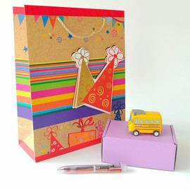 JZTang 4 Pcs Happy Birthday Gift Bag Reusable Birthday Bag with Handle Paper Gift Bags for men women Celebrating Birthday Party, 12.8'' x 10.4'' x 4'' (3D Pattern)