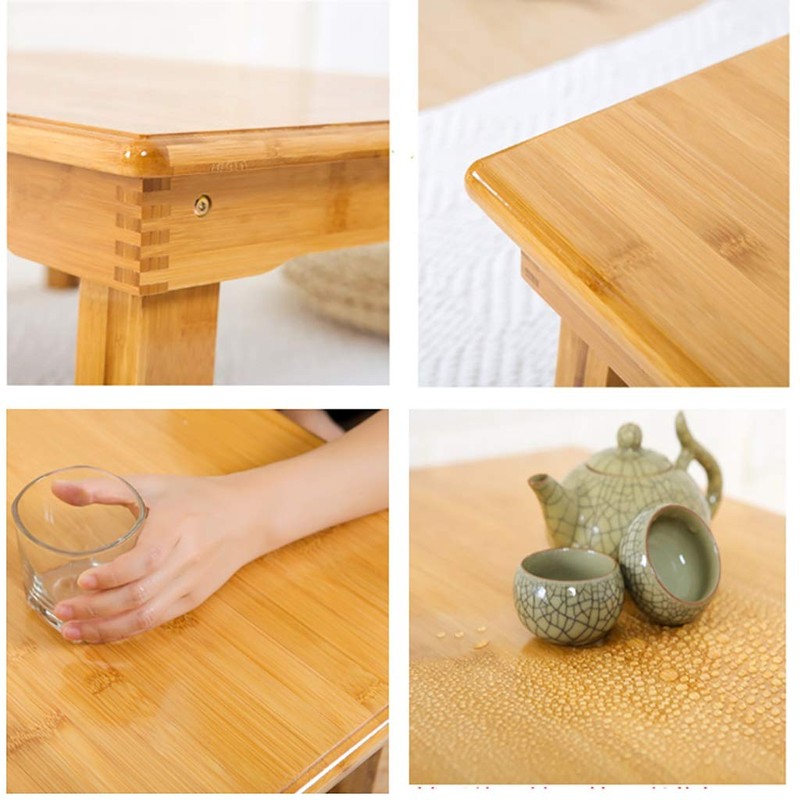 SH-tables Folding Japanese-Style Square Bamboo Table, Computer Desk, Low Multi-Function
