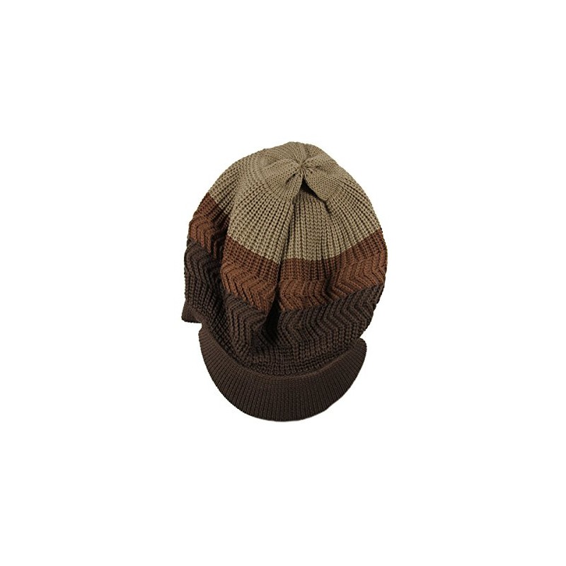 Knitted Cotton Rasta Slouchy Beanie Visor, Khaki/Brown/Dark Brown, One Size-X-Large