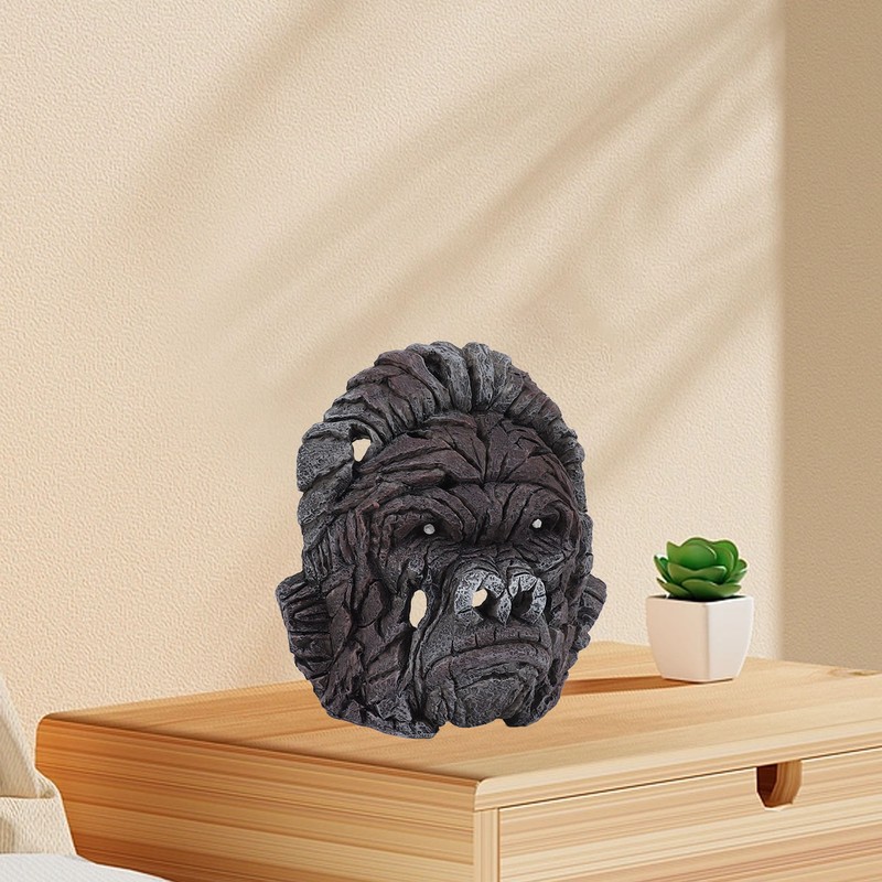 Gorilla Head Sculpture 6.3in Animal Head Figurine Resin Hollow Out