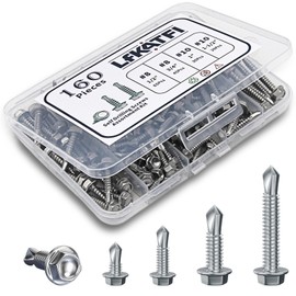 Self Tapping Screws Assortment Kit - #8#10 410 Stainless Steel Hex Head Sheet Self Drilling Screw for Metal Wood Plastic 160Pcs