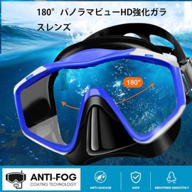 Dry Snorkel Mask Adult and Youth Professional Snorkeling Suit, 180° Anti-Fog Panoramic Goggles, Diving Mask, Full Dry Snorkel Swimming