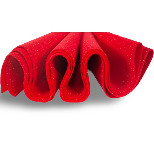 FabricLA | Red Glitter Felt Fabric | Synthetic/100% Felt by