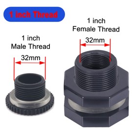 Qitdathn 4 PCS Rain Barrel Bulkhead Fitting kit with Plugs and Hole Saw Tool, 1" (Inside Diameter is About 32mm) PVC Spigot Connector Kit for Rain Barrels Pools Aquariums (32mm ID Bulkhead 1")