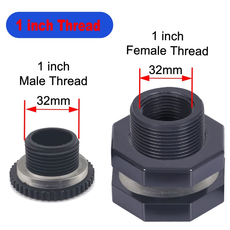 Qitdathn 4 PCS Rain Barrel Bulkhead Fitting kit with Plugs