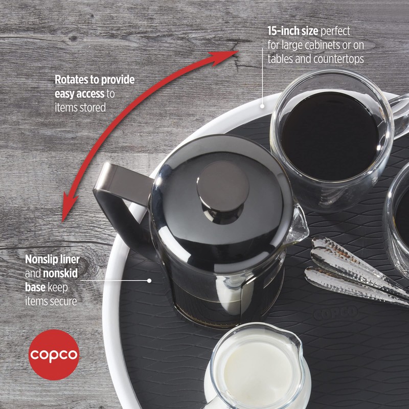 Copco Pro 15-Inch Lazy Susan Turntable, Non-Skid Pantry or Cabinet