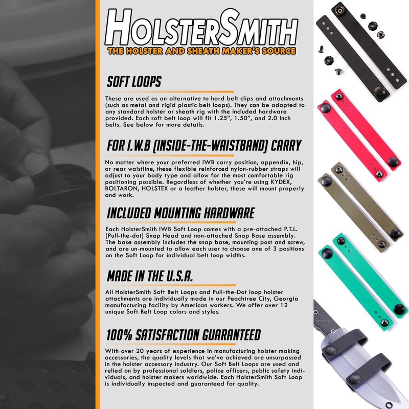 HolsterSmith - IWB Soft Belt Loops - (Black) – HD