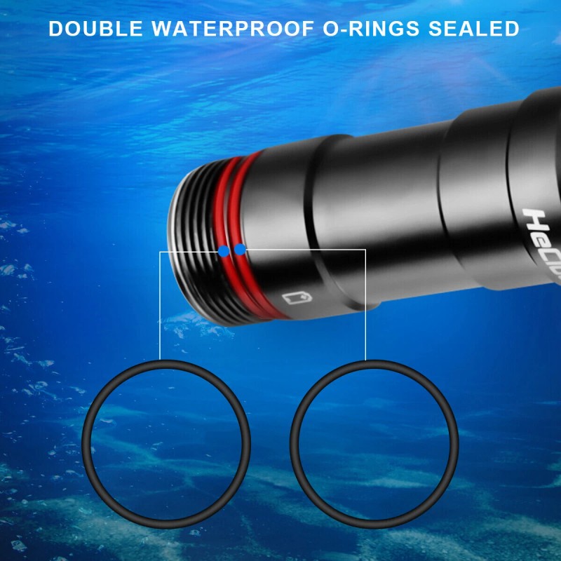 Hecloud Underwater 400ft Waterproof LED Scuba Dive Light Rechargeable Diving