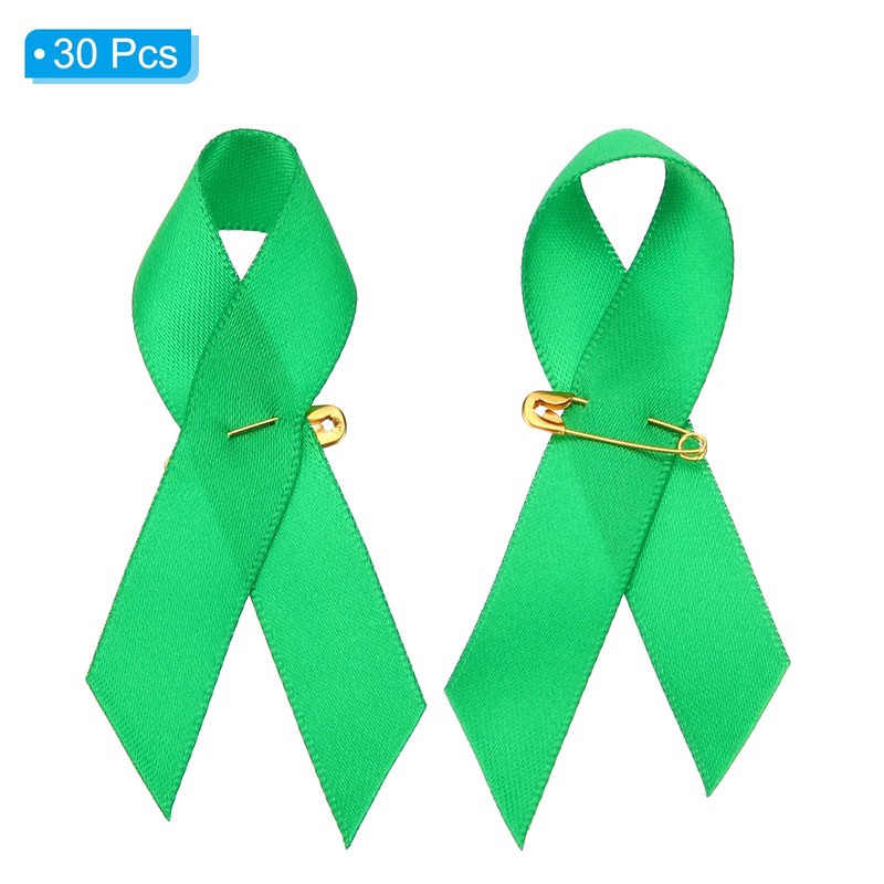 PATIKIL Pack of 30 Green Polyester Ribbon Satin Pins, Awareness