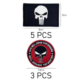 8 Pieces Skull Patch, Backpack Patch, Clothing Patch, Sewing Badge Patch, Funny Clothing Patch, Square Patch Sticker, Skull Patch
