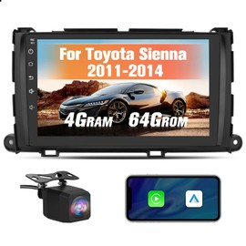 Solvitek 9 inch Car Radio with Wireless Carplay Android Auto for Toyota Sienna 2011-2014, Android 13 Stereo with FM BT GPS SWC Backup Camera (4+64GB)
