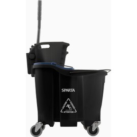Carlisle FoodService Products Omnifit Mop Bucket with Side Press Wringer and Soiled Water Insert for Floor Cleaning, Kitchens, Restaurants, And Janitorial Use, Polypropylene (Pp), 35 Quarts, Black