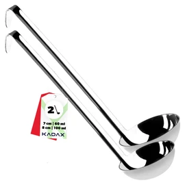 KADAX Soup ladle made of high-quality stainless steel, ladle with holder, sauce spoon with long and ergonomic handle, ladle, pouring spoon, kitchen aid, silver (set: 60 + 100 ml)