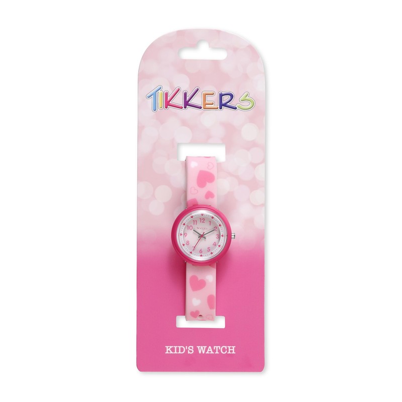 Tikkers Kids Pink Heart Strap Time Teacher Analogue Watch