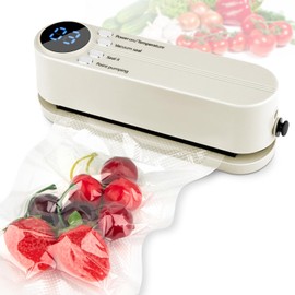 Mini Vacuum Sealer for Food, 3 in 1 Cordless Rechargeable Food Sealer for Dry/Moist Food Storage with 4 Snack Bags, Heat Sealer for Chip Bags, Inflation Pump for Balls with 1 Needle/1 Nozzle - Beige