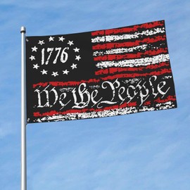 American 1776 We The People Black Flags 3x5 FT Funny Banner Home Yard House Garden Flags Holiday Party Indoor Outdoor Decorations UV Fade Resistant Vivid Color Durable