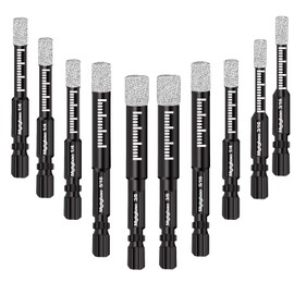 Mgtgbao 10PCS Black Dry Diamond Drill Bits Set, Core Drill bit for Granite Marble Tile Ceramic Stone Glass Diamond Hole Saw Kit with Size 3/16,1/4, 5/16, 3/8 inch.