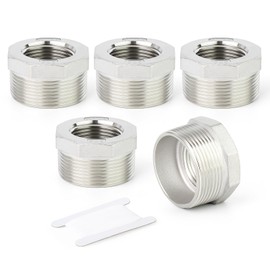 TAISHER 2PCS 304 Stainless Steel Reducer Hex Bushing, 1-1/4" NPT Male x 3/4" NPT Female, Reducing Pipe Adapter Fitting