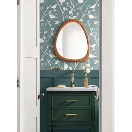 Vinjiasin Wallpaper Peel and Stick Wallpaper Floral Wallpaper Forest Wallpaper Flower/Birds/Tree Self Adhesive Removable Contact Paper for Bathroom Bedroom Walls Covering 16.1"x 197"