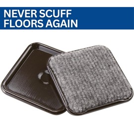 SoftTouch 2 1/2" Square Reusable Carpet Bottom Furniture Caster Cups to Protect Hardwood, Tile or Laminate Floors, Brown/Gray (12 Pack)