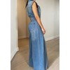 Cupitool Women's Sleeveless Denim Jumpsuits High Waisted Wide Leg Jumpsuit