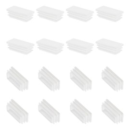 PATIKIL Rectangle Plastic Plugs, 16 Pieces 2x1"/50x25mm Tube Insert End Caps Plastic Plug Caps Rectangle Tube Chair Leg Furniture Metal Tube Hardware Plug Fence, White