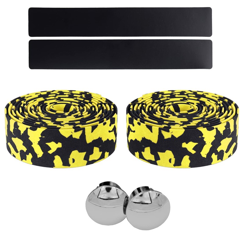 KINGOU Black & Yellow Camouflage EVA Road Bike Handlebar Tape