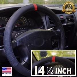 Unbranded For Ford Focus 2000-2007 Steering Wheel Cover 14.5" Red Stripe, Anti-Slip