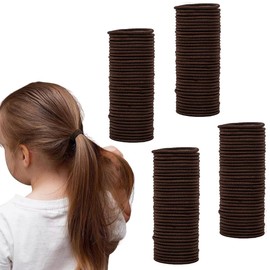 VEEYOL 400 Pieces Small Elastic Hair Ties for Thin Hair, No Damage Ponytail for Girls and Kids, 2 mm x 2.5 cm(Brown)