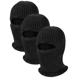 3 Pcs Winter Ski Face Masks Warm Knitted Balaclava Face Cover for Men Women(Medium,Black)